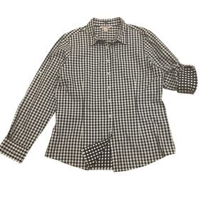 Brooks Brothers Red Fleece 14 Shirt | Black White Gingham, Cotton Button Blouse